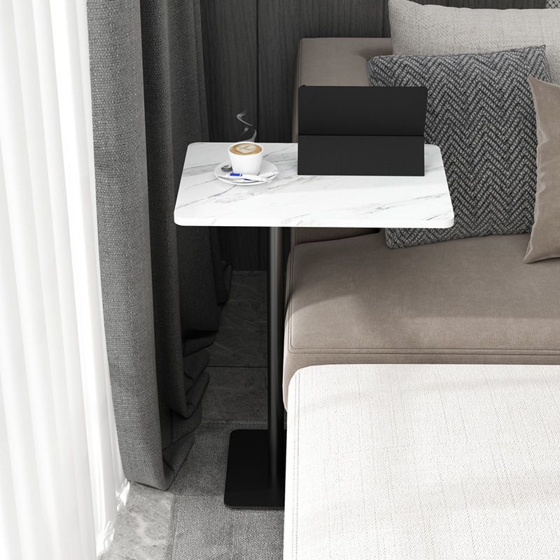 モダンスレートトップサイドテーブル長方形の金属Cサイドテーブル