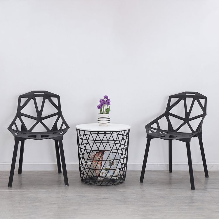 Contemporary Kitchen Plastic Armless Dining chair Cross Back Side Chair for Home Use Clearhalo ' kitchen&dining_furn' 'Dining Chairs' 'Dining Tables & Seating' 'dining_chair' 'furn' 'furn_dining_chair' 'Furniture' 'furniture_dining_chair' 'Kitchen & Dining Furniture' 'kitchen' 1200x1200_4e88c7af-2295-4389-a8b0-e191e4b51077