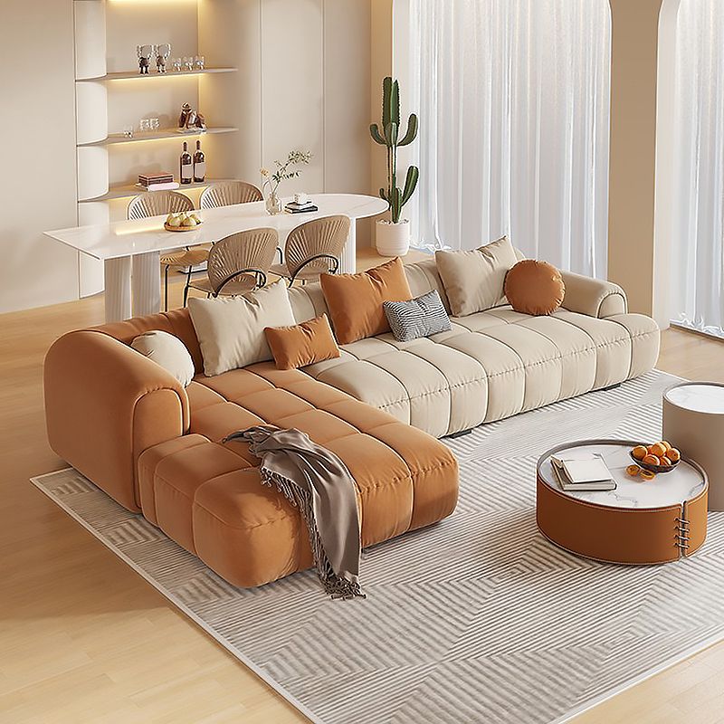 25.59" Tall Contemporary Sectional Recessed Arm Sectional for Living Room