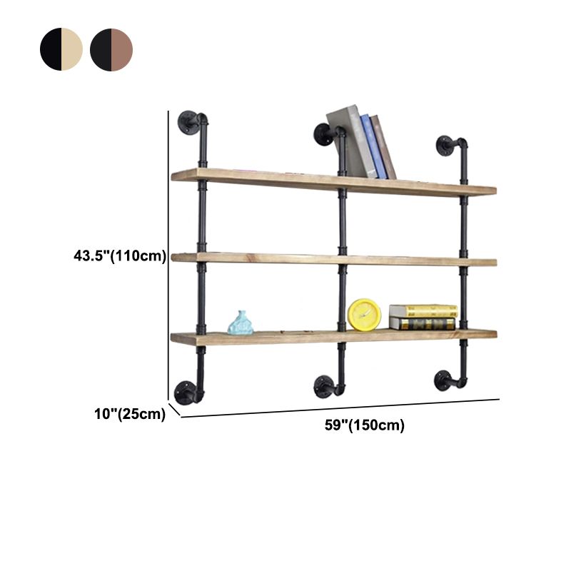 Industrial Wall Mounted Bookshelf with Black Iron Frame Pine Wood Shelf Clearhalo 'Bookcases' 'furn' 'furn_bookcases' 'Furniture' 'furniture_bookcases' 'kitchen' 'kitchen_bookcases' 'Living Room Furniture' 'Office Furniture' 1200x1200_4e8bb145-7ecd-4bb0-b94c-43506b5f4d38