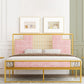 Glam Metal and Upholstered Open-Frame Bed with Headboard and Footboard