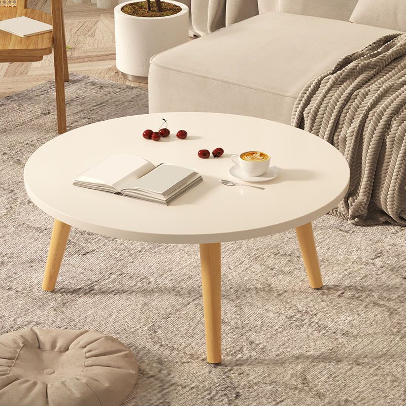 Modern Round Wooden 4 Legs Coffee Table Beige/Black/White Cocktail Table Clearhalo 'Coffee & Accent Tables' 'Coffee Tables' 'coffee_tables' 'furn' 'furn_coffee_tables' 'Furniture' 'Living Room Furniture' 1200x1200_4e8da4c9-3fc3-4b8e-b56d-96519ec8932e