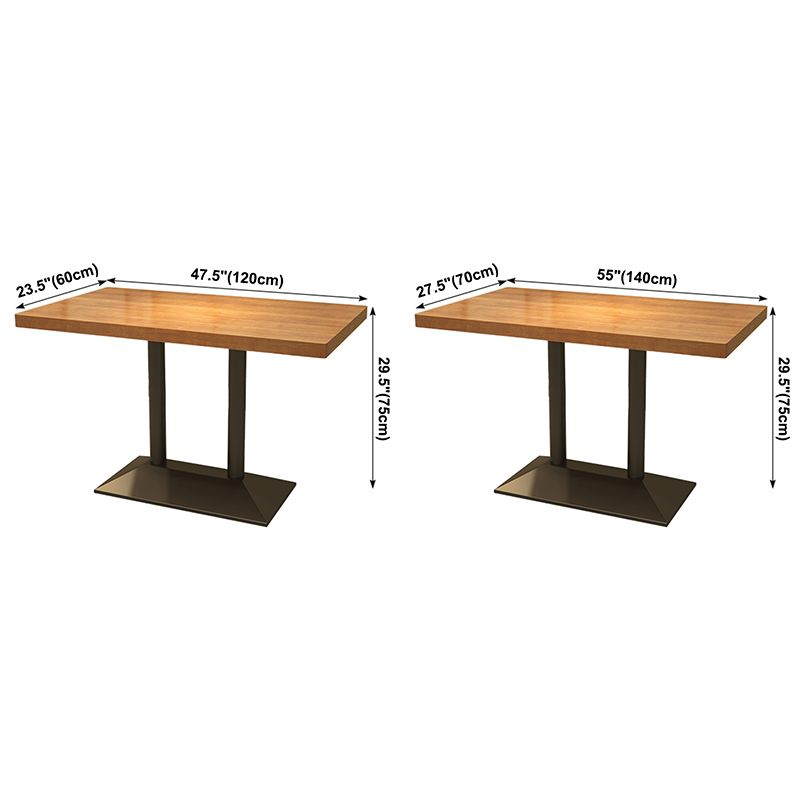 Industrial Style Home Solid Wood Dining Table Rectangular Shape Table with Single Pedestal Base Clearhalo ' dining_table' 'Dining Tables & Seating' 'Dining Tables' 'furn' 'furn_dining_table' 'Furniture' 'furniture_dining_table' 'Kitchen & Dining Furniture' 'kitchen&dining_furn' 'kitchen' 'kitchen_dining_table' 1200x1200_4e8f5bca-3f80-4285-a54c-7dd934e492b1