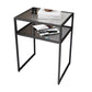 Modern Rectangular Glass Top Side Table Iron Frame End Table with Shelf