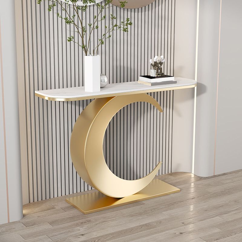 31.5 "H Glam Mal Half Moon Consola Acento de acento Tabla de consola de acabado antiguo
