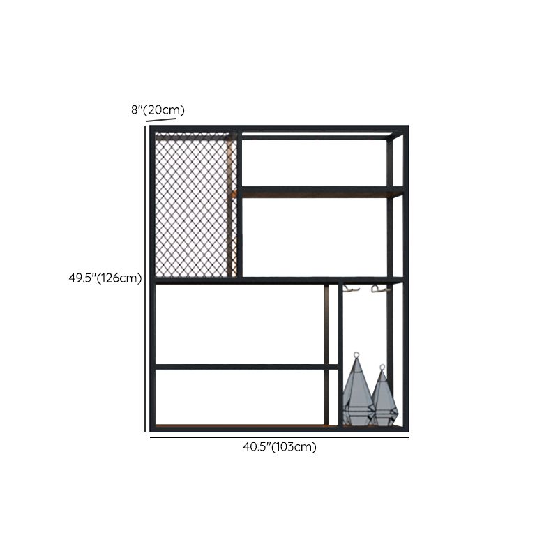 Metalen en houten wijnhouder rek muur gemonteerde wijnrekken in het zwart
