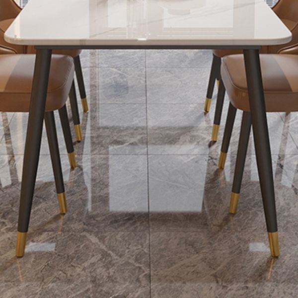 Modern 4 Legs Dining Table Stone and Steel Rectangle Counter Dining Table Clearhalo 'Dining Tables & Seating' 'Dining Tables' 'dining_table' 'furn' 'furn_dining_table' 'Furniture' 'furniture_dining_table' 'Kitchen & Dining Furniture' 1200x1200_4e956afa-91ee-44f7-9591-e5e5585fbb4f