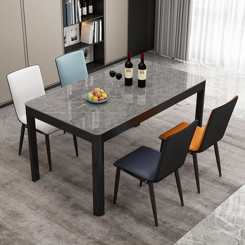 Modern Black in Glass Counter Table Rectangle Dining Table for Kitchen Clearhalo 'Dining Tables & Seating' 'Dining Tables' 'dining_table' 'furn' 'furn_dining_table' 'Furniture' 'Kitchen & Dining Furniture' 1200x1200_4e95e44b-9c10-42e2-96e1-a274183fe546