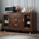 Modern Rubberwood Solid Wood Sideboard 34.5" H Brown Credenza for Dining Room Clearhalo 'buffet_sideboard' 'Buffets & Sideboards' 'Furniture' 'furniture_buffet_sideboard' 'Kitchen & Dining Furniture' 1200x1200_4e96198e-d60d-4ee2-a0bc-8e7663c6e742