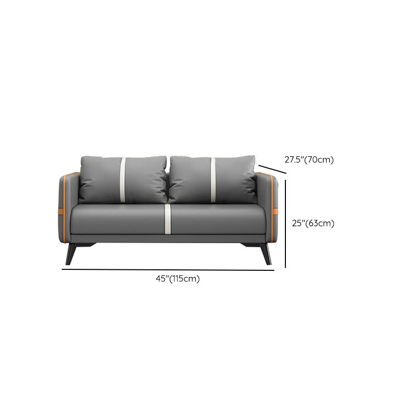Zeitgenössisches graues Sofa Kunstleder -Quadratarmof Sofa mit Kissen