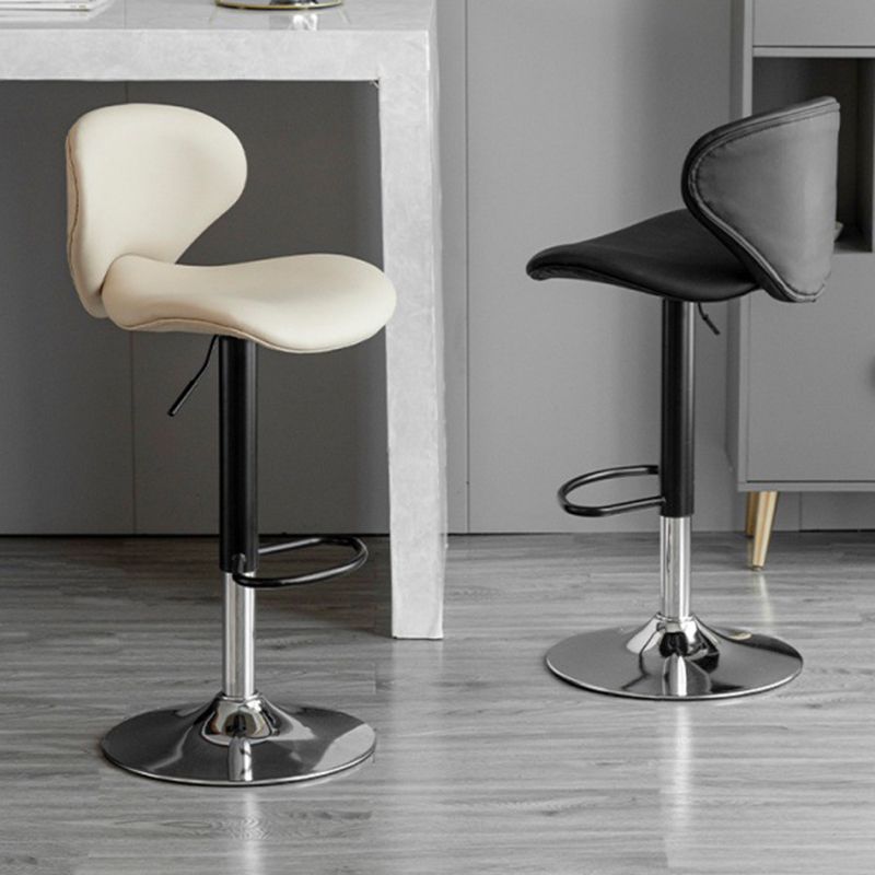 Scandinavian Matte Finish Adjustable Height Swivel Bar Stool Leather Home Stool Clearhalo 'Bar Furniture' 'Bar Stools' 'bar_stools' 'furn' 'furn_bar_stools' 'Furniture' 'furniture_bar_stools' 'Kitchen & Dining Furniture' 1200x1200_4e9c6ff7-a8fc-4819-bfd8-d76371d5bc85