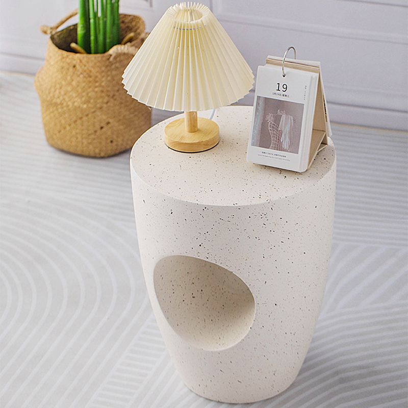 14.2" W x 14.2" D x 18.5" H Accent Side Table Cement with A Hole Corner Table in White
