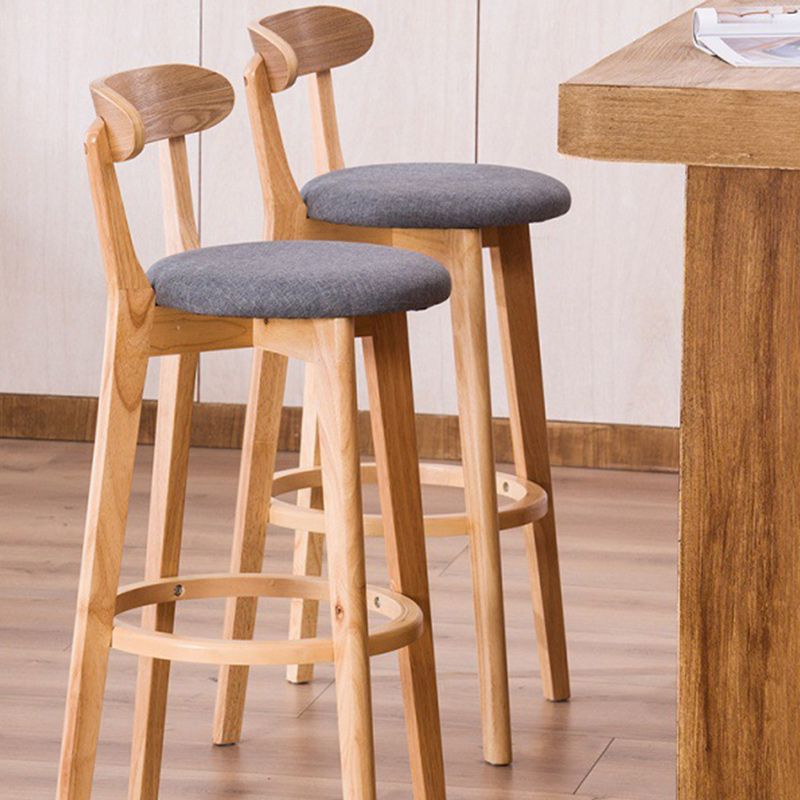 Scandinavian Dessert Shop Beech Stool Matte Finish Upholstered Bar Stools Clearhalo 'Bar Furniture' 'Bar Stools' 'bar_stools' 'Furniture' 'furniture_bar_stools' 'Kitchen & Dining Furniture' 1200x1200_4e9daf60-af52-4760-bef9-d6bd8a798cb9