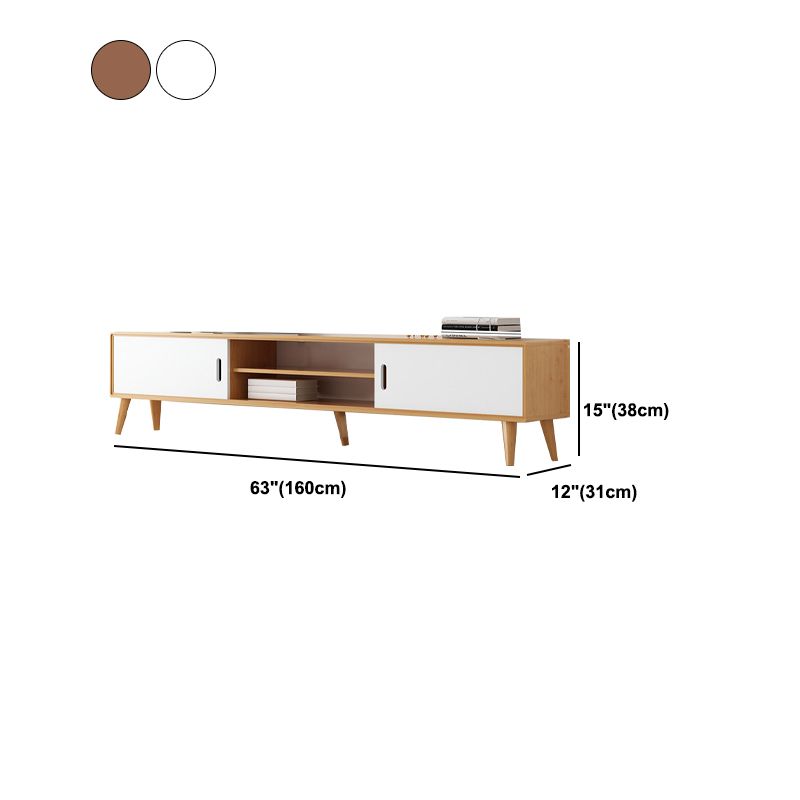 Moderne tv-standaard met 4 poten, massief houten tv-standaardconsole met verschuifbare opbergruimte