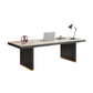 Modern Stone Office Desk Rectangular Shape Task Desk in White and Black