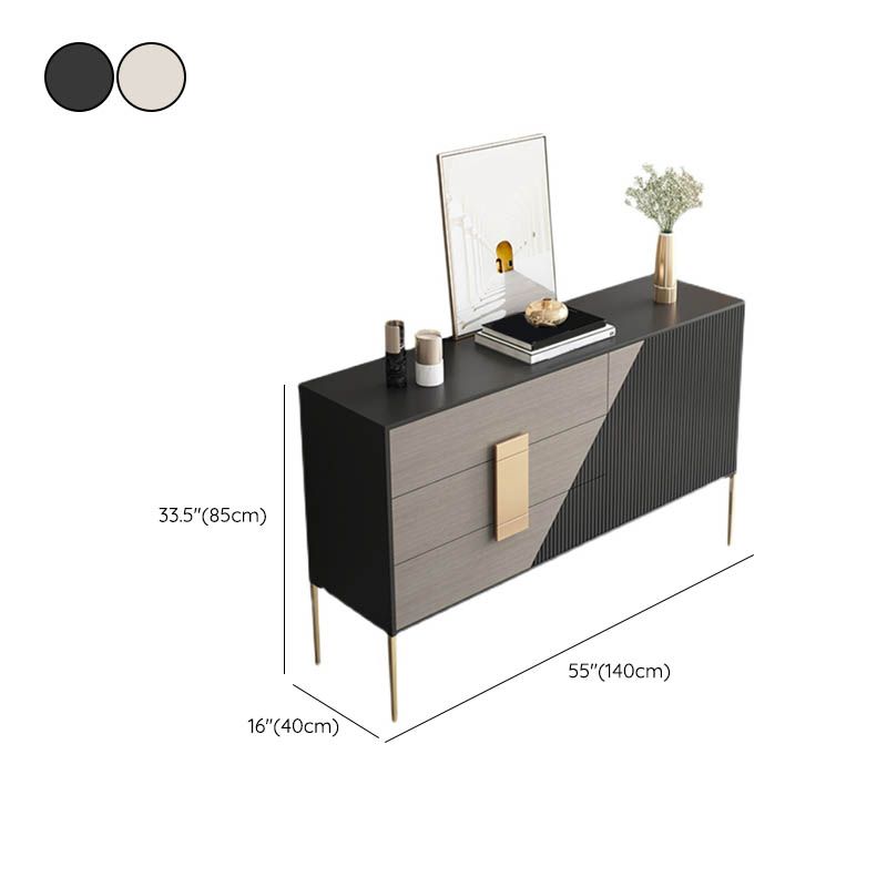 Glam Style Wooden Sideboard Cabinet 33.5" High Sideboard with Drawers and Storage Clearhalo 'buffet_sideboard' 'Buffets & Sideboards' 'furn' 'furn_buffet_sideboard' 'Furniture' 'Kitchen & Dining Furniture' 1200x1200_4ea175be-dba1-46ac-a9aa-b976e8d2f9b0