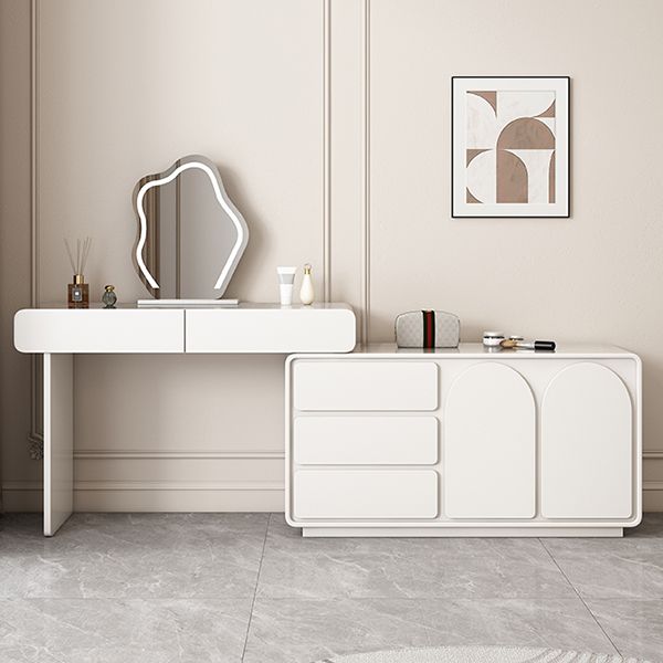 Lighted Mirror Wood White Modern Vanity Dressing Table with Drawers Clearhalo 'Bedroom Furniture' 'furn' 'furn_makeup_vanities' 'Furniture' 'Makeup Vanities' 'makeup_vanities' 1200x1200_4ea19191-d86b-4018-9d63-f37f4da55795
