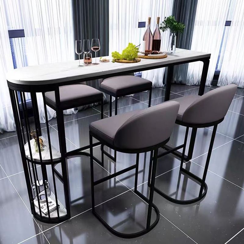 Industrial Free Form Bar Height Table Metal and Stone Bar Table with Double Pedestal Clearhalo 'Bar Furniture' 'Bar Tables' 'bar_tables' 'furn' 'furn_bar_tables' 'Furniture' 'Kitchen & Dining Furniture' 1200x1200_4ea29960-d290-474b-b6ec-e60cd69542c4