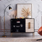 Glam -stijl dressoir houten dressoir met metalen benen voor woonkamer
