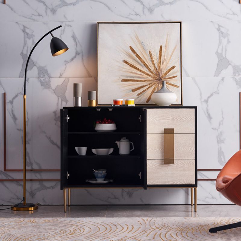 Glam -stijl dressoir houten dressoir met metalen benen voor woonkamer