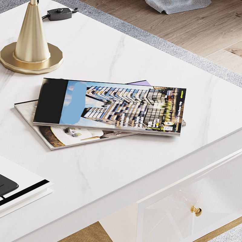 Escritorio de oficina de glamour rectangular mármol escritorio de escritura de madera maciza para el hogar