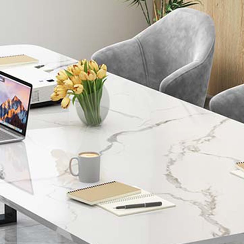 Rectangular Shape Contemporary Office Desk Stone Task Desk with 2-Legs in White Clearhalo 'furn' 'furn_office_desk' 'Furniture' 'Office Desks' 'Office Furniture' 'office_desk' 1200x1200_4ea48e71-4220-4ccd-9ac0-3ce7f3a01c4b