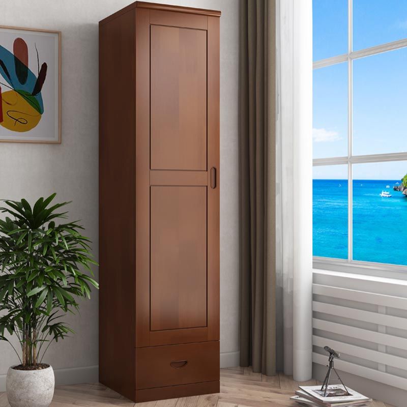 74.8"H Traditional Rubberwood Storage Cabinet with Garment Rod Matte Finish Cabinet Clearhalo 'Armoires & Wardrobes' 'armoires_wardrobes' 'Bedroom Furniture' 'furn' 'furn_armoires_wardrobes' 'Furniture' 1200x1200_4ea59fd9-7d93-4799-b6dc-9fed52b26c49