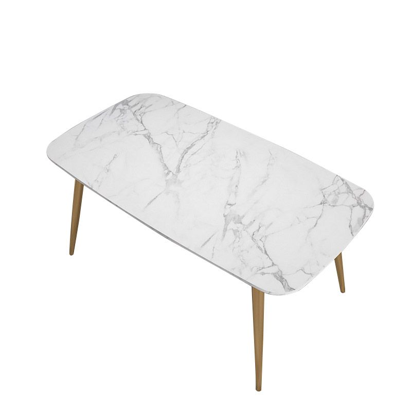 Glam Stone Rectangle Dining Table Metal Legs for Dining Room Clearhalo 'Dining Tables & Seating' 'Dining Tables' 'dining_table' 'furn' 'furn_dining_table' 'Furniture' 'Kitchen & Dining Furniture' 1200x1200_4ea60e6e-e6db-4860-adfe-99be0e85ee06