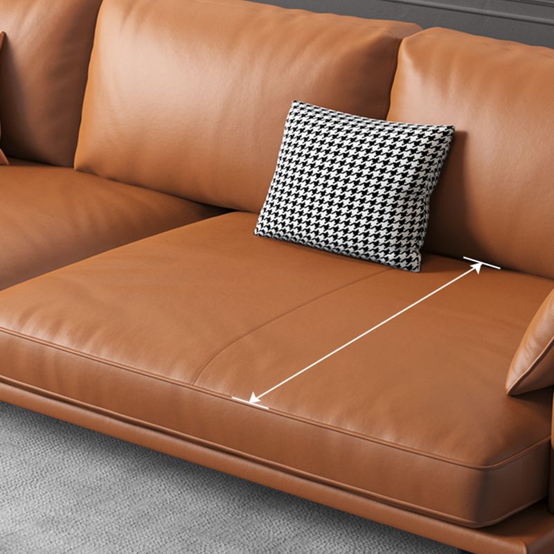 Modern Sofa with Bolster Pillows 31.5"High Square Arm Sofa with Hair Pin Legs, Dark Brown Clearhalo 'furn' 'furn_sofas' 'Furniture' 'furniture_sofas' 'kitchen' 'kitchen_sofas' 'Living Room Furniture' 'Sofa' 'sofas' 1200x1200_4ea675cb-d458-4ca9-af30-2a2bbb5e4b92