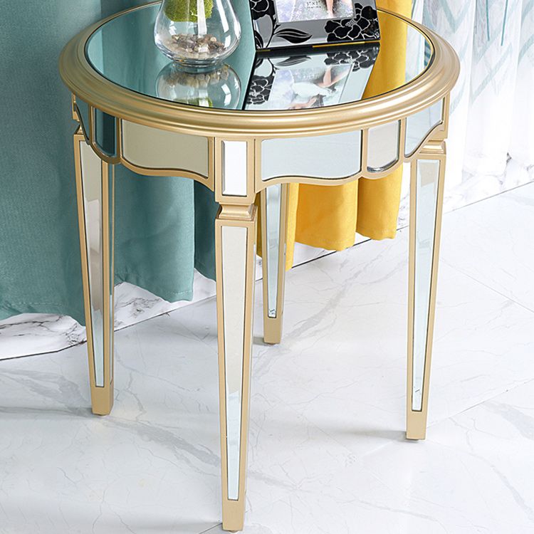 Round Glass Top Side End Table Modernistic Solid Wood 4 Legs End Table Clearhalo 'Coffee & Accent Tables' 'End & Side Tables' 'end_side_tables' 'furn' 'furn_end_side_tables' 'Furniture' 'Living Room Furniture' 1200x1200_4ea69589-e86b-4626-9b6e-39270c96a324