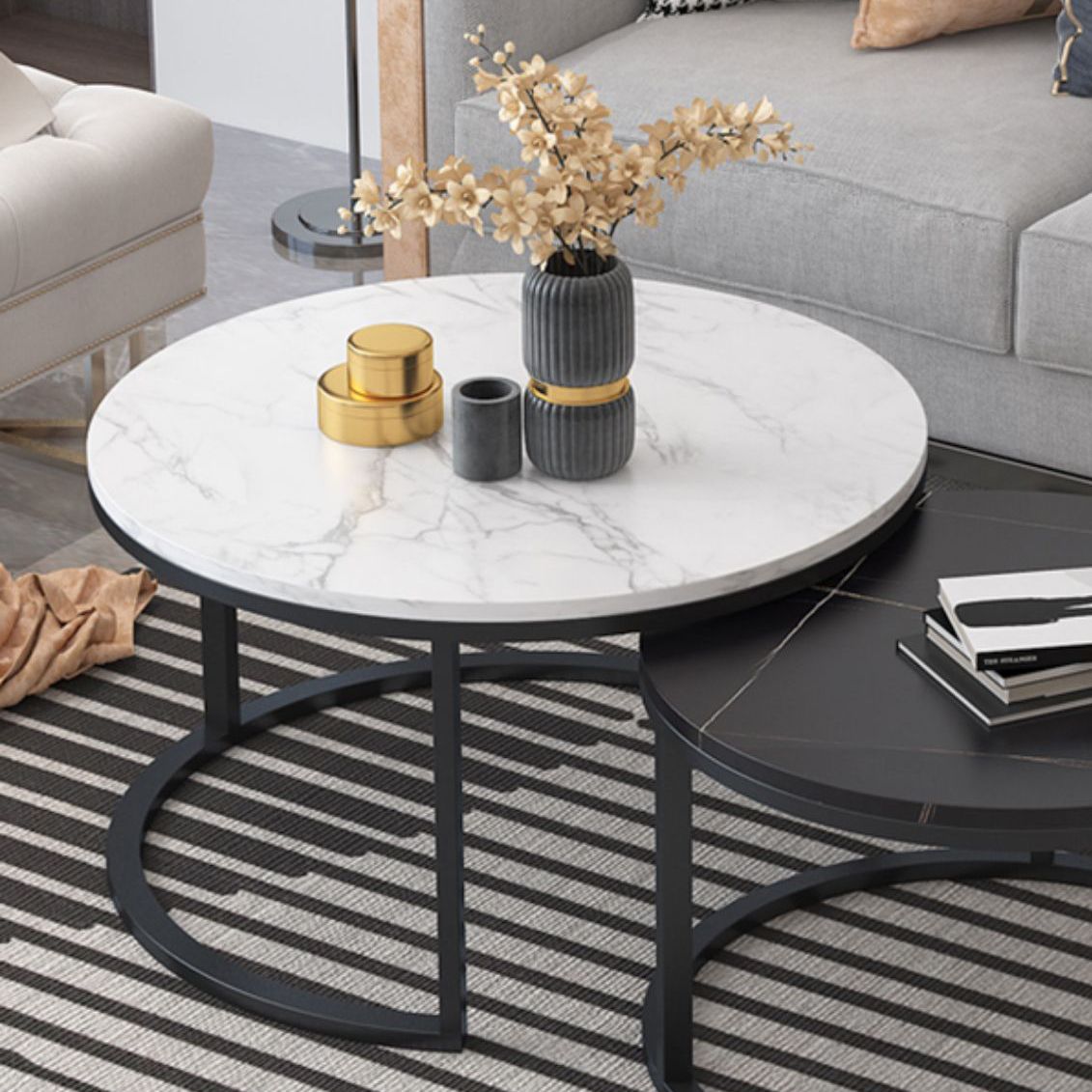 Frame Cocktail Table Slate Top Coffee or End Table with Storage Drawers