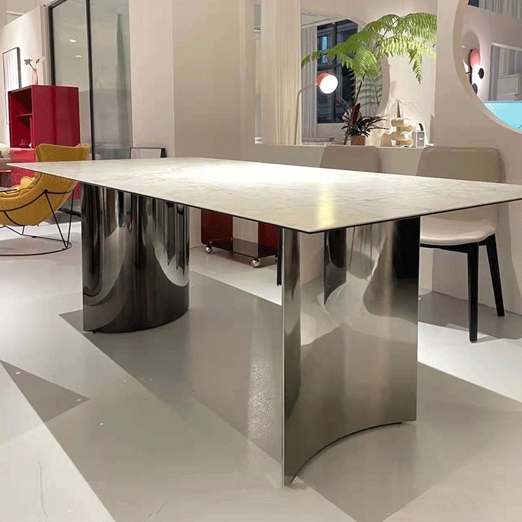 Metal Traditional Luxury Rectangle Table White Sintered Stone Table for Kitchen and Dining Room Clearhalo ' dining_table' 'Dining Tables & Seating' 'Dining Tables' 'furn' 'furn_dining_table' 'Furniture' 'furniture_dining_table' 'Kitchen & Dining Furniture' 'kitchen&dining_furn' 'kitchen' 'kitchen_dining_table' 1200x1200_4ea83e82-f335-44f2-99b4-321cdc670848