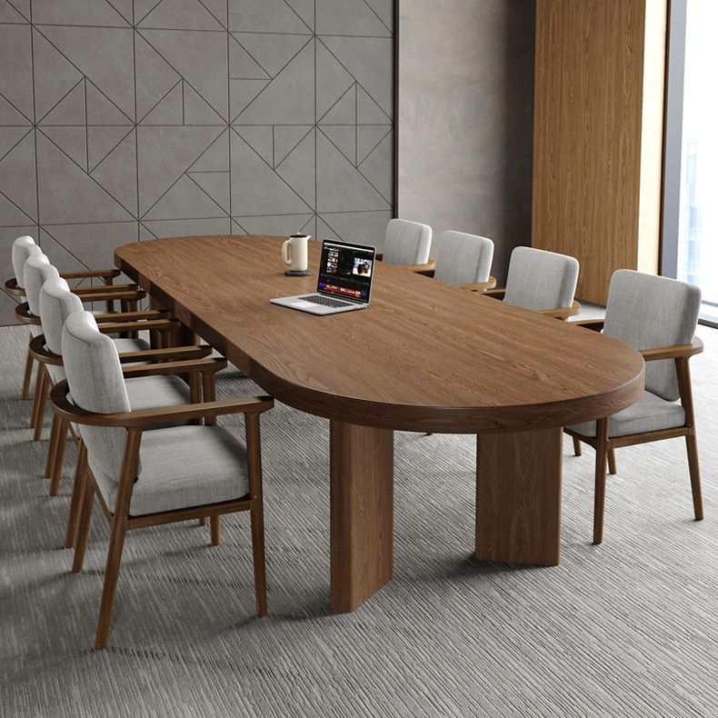 29 "h scrivania di scrittura contemporanea ovale in legno in legno marrone scrivania