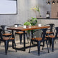 Indoor Rectangle Table with Metal Base Industrial Brown Wood Top Dining Table Clearhalo 'Dining Tables & Seating' 'Dining Tables' 'dining_table' 'furn' 'furn_dining_table' 'Furniture' 'Kitchen & Dining Furniture' 1200x1200_4ea8ea0b-9170-4c98-8874-ce3513c2d13d