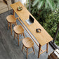 1/4 Pieces Modern Rectangle Solid Wood Bar Table with High Stools