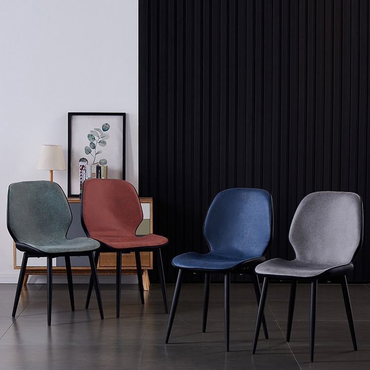Modern Leather Armless Dining Chairs Wingback Side Chair with Black Legs Clearhalo ' kitchen&dining_furn' 'Dining Chairs' 'Dining Tables & Seating' 'dining_chair' 'furn' 'furn_dining_chair' 'Furniture' 'furniture_dining_chair' 'Kitchen & Dining Furniture' 'kitchen' 1200x1200_4ea92791-4734-4167-a77f-8972e1e051cf