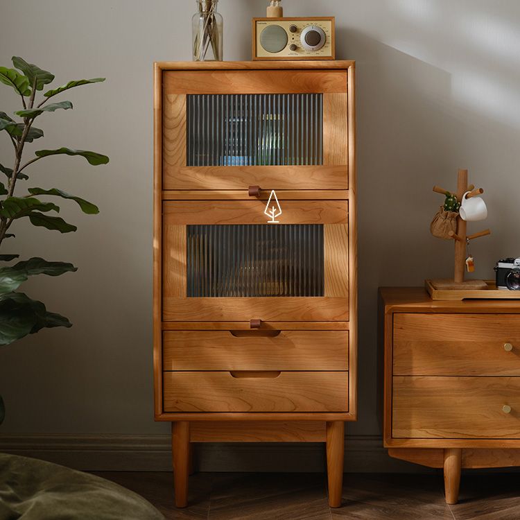 Contemporary Cabinet Solid Wood with Glass Doors and Drawers Accent Cabinet Clearhalo 'Cabinets & Chests' 'cabinets_chests' 'furn' 'furn_cabinets_chests' 'Furniture' 'Living Room Furniture' 1200x1200_4eab9c56-9d20-4967-95ba-b0242218ec67