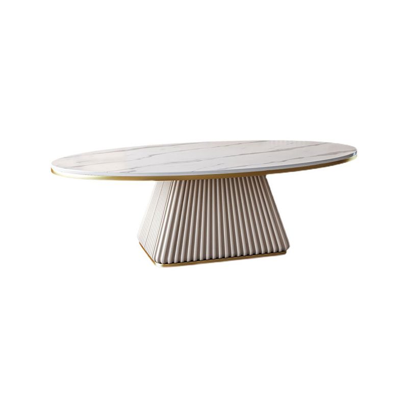 Base in metallo in metallo ovale in stile moderno su oro nero/platino/ardesia bianca