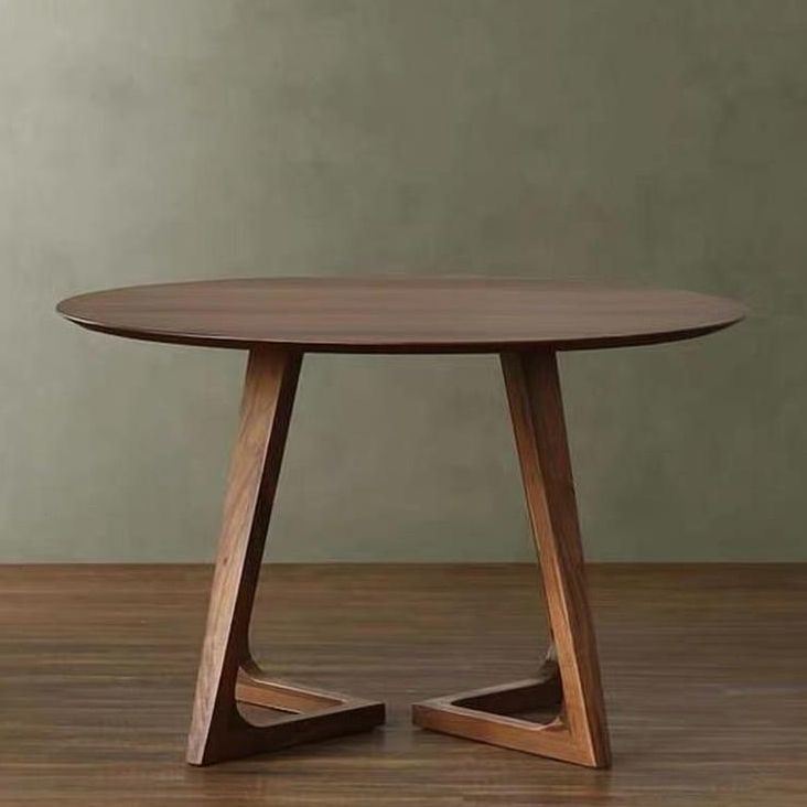 Modern Solid Wood Dining Room Collection Double Pedestal Dining Table in Walnut Clearhalo 'Dining Tables & Seating' 'Dining Tables' 'dining_table' 'furn' 'furn_dining_table' 'Furniture' 'Kitchen & Dining Furniture' 1200x1200_4eb1b53c-b5c6-4faa-8109-1c9024820068