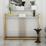 Glam Accent Table Marble Top Golden Sofa Console Table for Hall Clearhalo 'Console Tables' 'console_tables' 'Entry & Mudroom Furniture' 'furn' 'furn_console_tables' 'Furniture' 1200x1200_4eb1c4c2-7e7c-4c54-830b-5ed2228c60b8