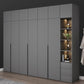 Modern Gray Storage Cabinet with Hinged Doors Faux Wood Cabinet for Bedroom