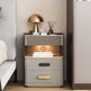 3-Drawer Nightstand with USB charging 21.65" Tall Faux Leather Nightstand