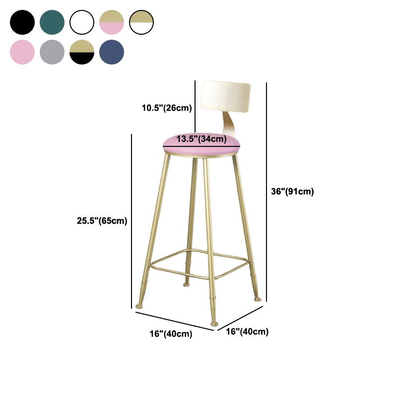 Glam Armless Backrest Counter Stool Steel Cafe Bar Stool with Cushion and Pedal Clearhalo 'Bar Furniture' 'Bar Stools' 'bar_stools' 'furn' 'furn_bar_stools' 'Furniture' 'Kitchen & Dining Furniture' 1200x1200_4eb3cb52-6238-4fd6-bd67-abf80bac3c72