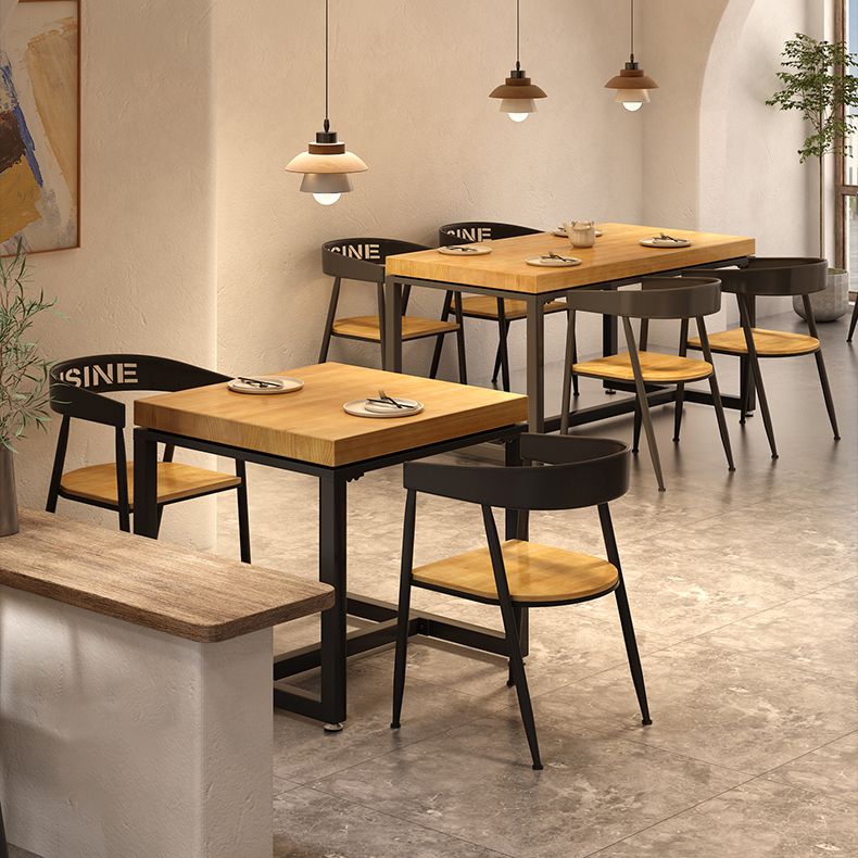 Industrial Style Solid Wood Dining Table Brown Square Table with Metal Base for Dinning Room Clearhalo ' dining_table' 'Dining Tables & Seating' 'Dining Tables' 'furn' 'furn_dining_table' 'Furniture' 'furniture_dining_table' 'Kitchen & Dining Furniture' 'kitchen&dining_furn' 'kitchen' 'kitchen_dining_table' 1200x1200_4eb42b2e-5c7c-4910-af2f-122bcea7112a