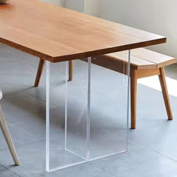 Modern Pine Wood Table Restaurant Dining Table with Acrylic Double Pedestal Base Clearhalo ' dining_table' 'Dining Tables & Seating' 'Dining Tables' 'furn' 'furn_dining_table' 'Furniture' 'furniture_dining_table' 'Kitchen & Dining Furniture' 'kitchen&dining_furn' 'kitchen' 'kitchen_dining_table' 1200x1200_4eb4821c-0b74-4473-b4d6-135084b69b3f