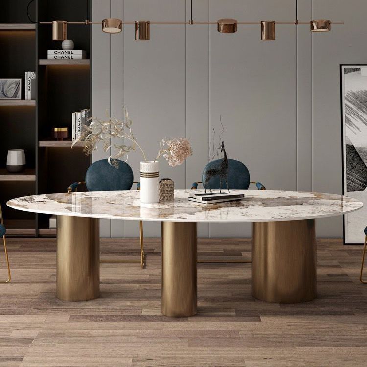 Traditional Luxury Oval Dining Site Table Gold Tripod Base Dining Table Clearhalo 'Dining Tables & Seating' 'Dining Tables' 'dining_table' 'furn' 'furn_dining_table' 'Furniture' 'furniture_dining_table' 'Kitchen & Dining Furniture' 'kitchen' 'kitchen_dining_table' 1200x1200_4ebb67bd-f153-4472-8ed1-98a369a9e735