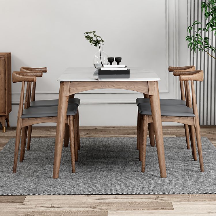 Medieval Modern Sintered Stone Table Kitchen Rectangle White Top Table with 4 Wood Legs Clearhalo ' dining_table' 'Dining Tables & Seating' 'Dining Tables' 'furn' 'furn_dining_table' 'Furniture' 'furniture_dining_table' 'Kitchen & Dining Furniture' 'kitchen&dining_furn' 'kitchen' 'kitchen_dining_table' 1200x1200_4ebb816f-e68c-425e-8086-c571d3d08456