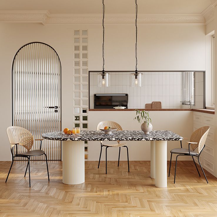Free Form Contemporary Dining Table for Home Stone Dinette Table with 3 Legs Clearhalo 'Dining Tables & Seating' 'Dining Tables' 'dining_table' 'furn' 'furn_dining_table' 'Furniture' 'Kitchen & Dining Furniture' 1200x1200_4ebc35bd-ce0b-431a-bff3-d55ea0d8de1d