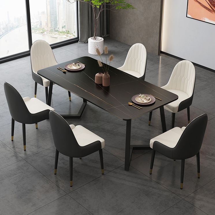 Minimalist Traditional Height Sintered Stone Top Dining Table Rectangle Dining Room Set For Kitchen Clearhalo 'Dining Room Sets' 'Dining Tables & Seating' 'dining_room_set' 'furn' 'furn_dining_room_set' 'Furniture' 'furniture_dining_room_set' 'Kitchen & Dining Furniture' 'kitchen&dining_furn' 'kitchen' 1200x1200_4ebc4ec4-2f37-46b7-bbad-2585def5d258