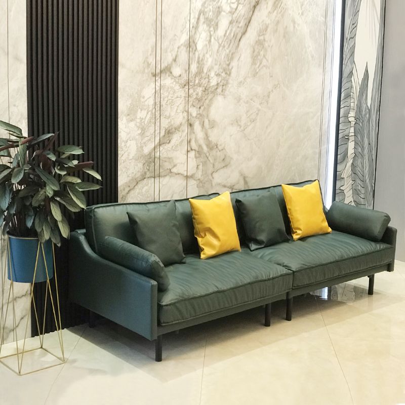 29" High Modern Genuine Leather Square Arm Sofa with 2 Pillows for Living Room Clearhalo 'furn' 'furn_sofas' 'Furniture' 'furniture_sofas' 'Living Room Furniture' 'Sofa' 'sofas' 1200x1200_4ebd3110-4de6-4543-8b8f-4e5bc978c055